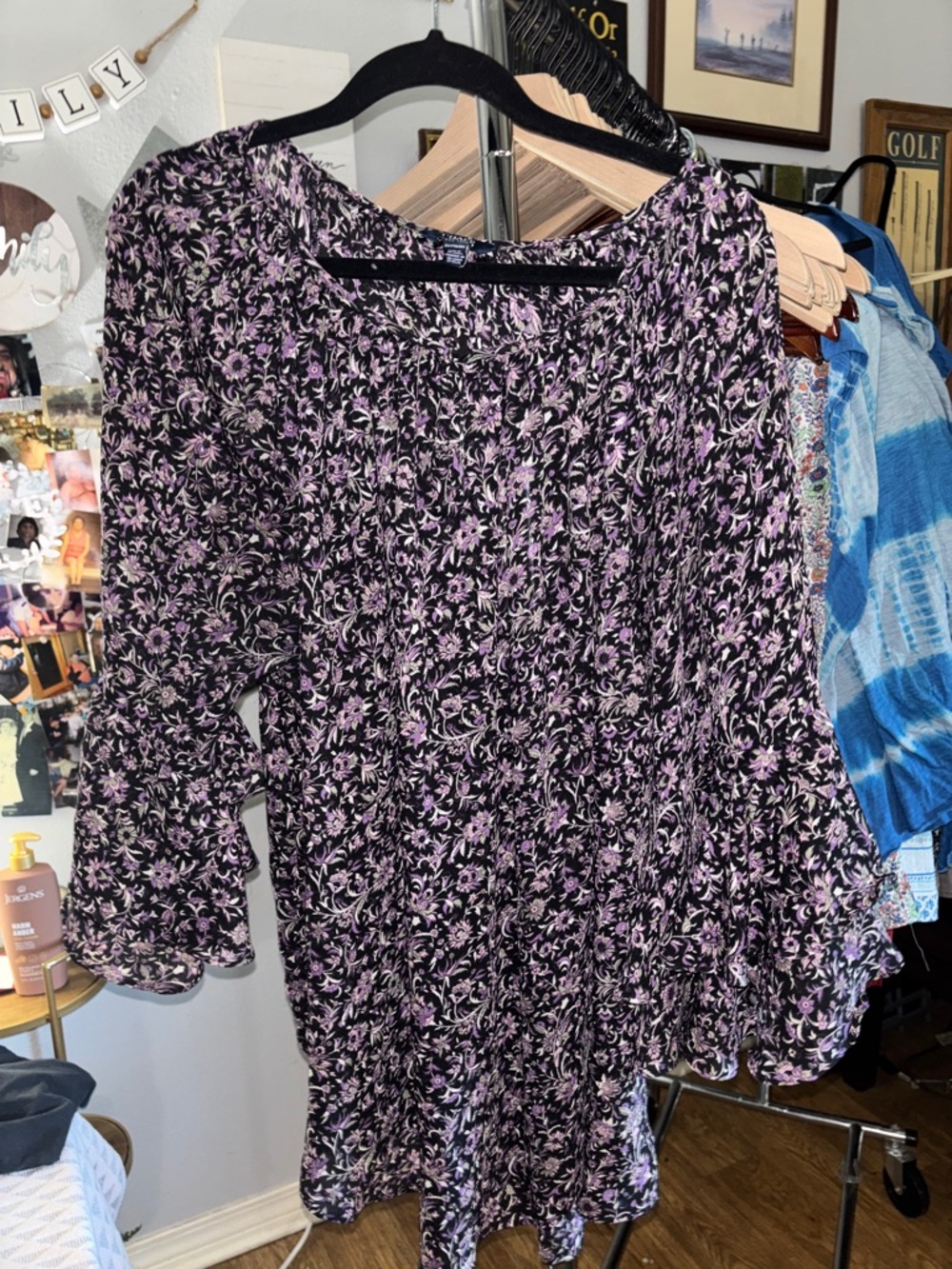 Chaps Floral Bell Sleeve Top